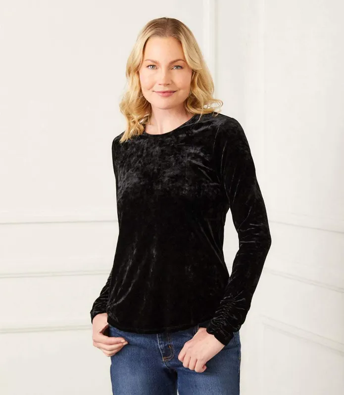 Shirred Sleeve Velvet Top made by Karen Kane