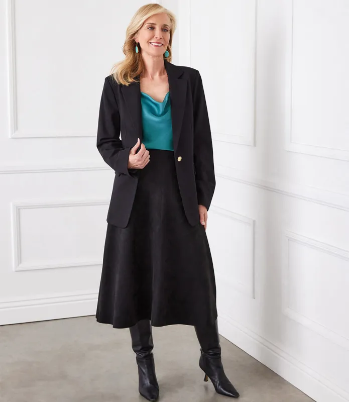 Faux Suede Midi Skirt made by Karen Kane