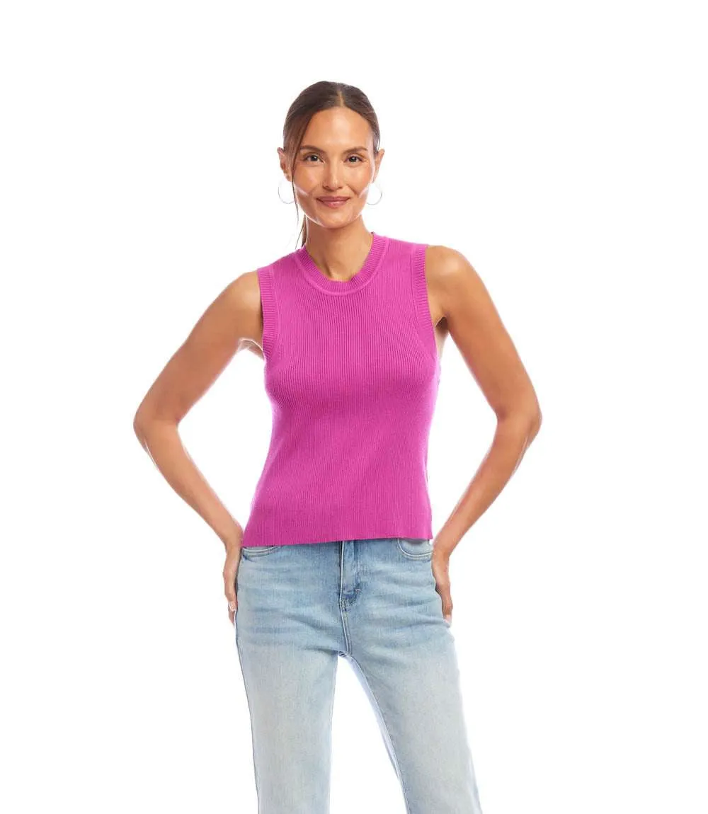 Sleeveless Ribbed Sweater Tank sold by Karen Kane