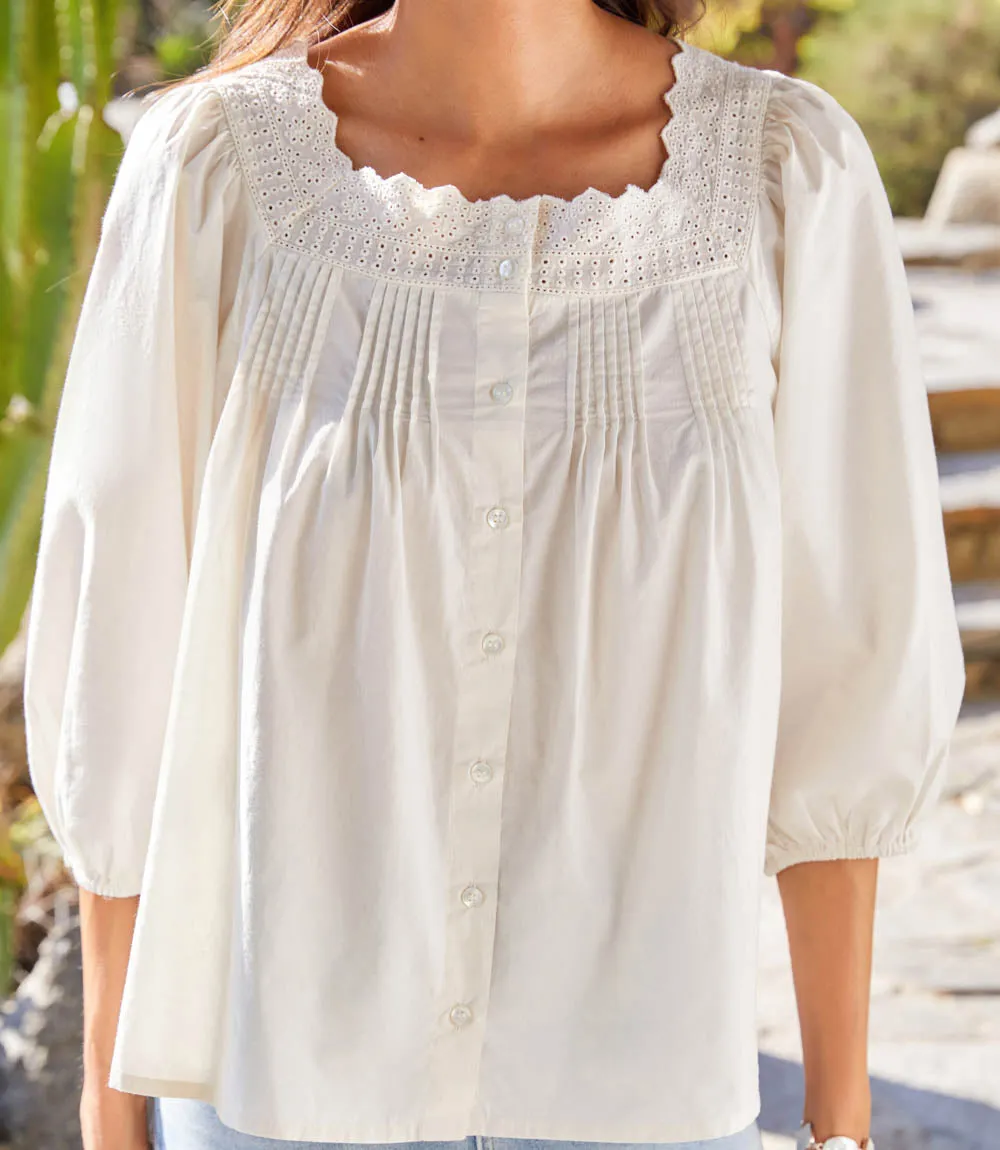 3/4 Sleeve Square Neck Button-Up Blouse sold by Karen Kane product image thumbnail 2