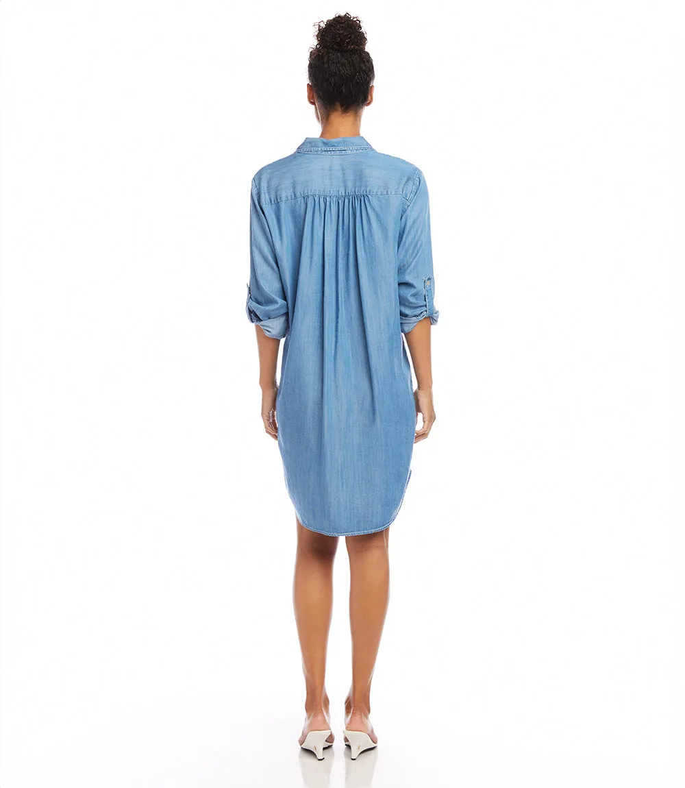 Roll Tab Sleeve Chambray Shirtdress sold by Karen Kane product image thumbnail 4