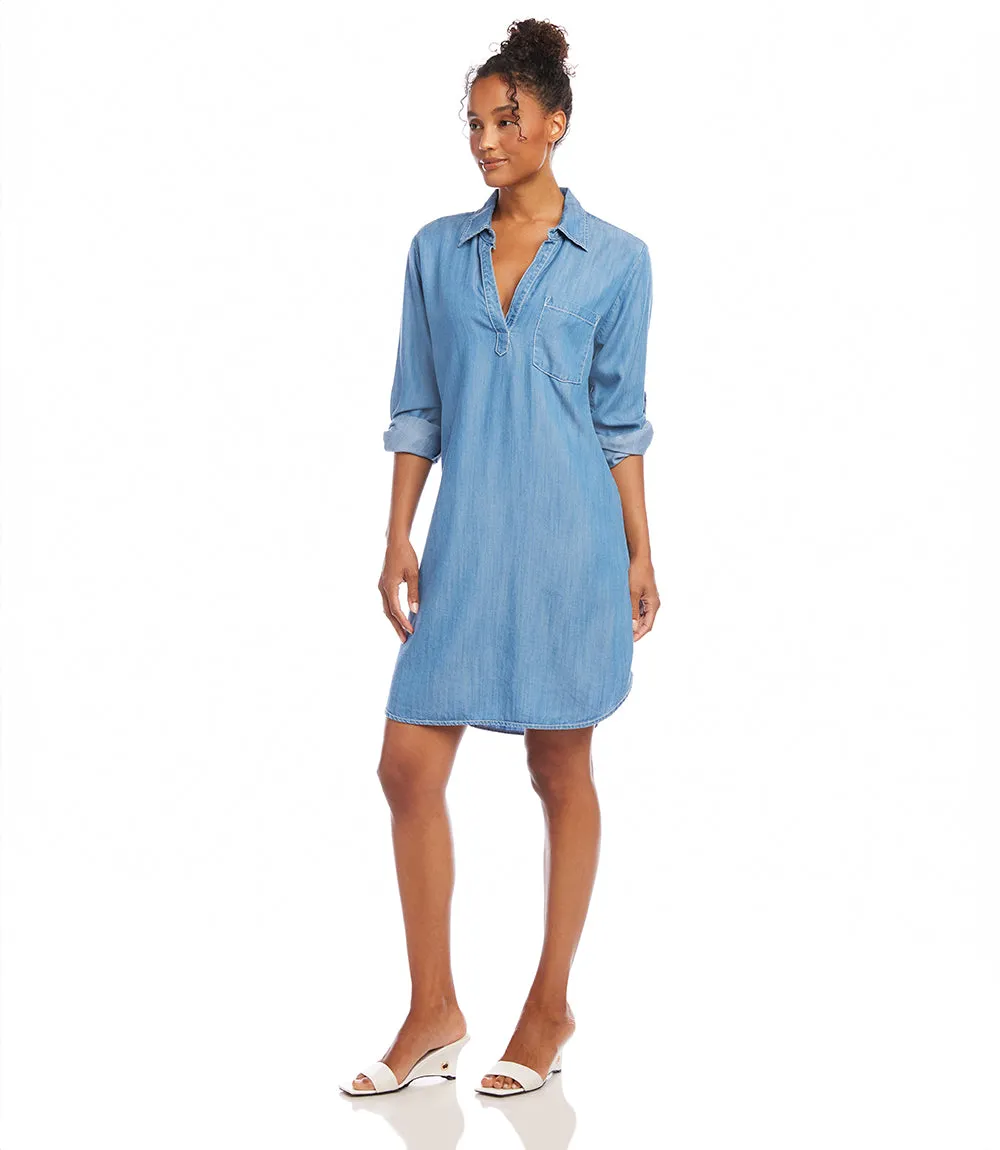 Roll Tab Sleeve Chambray Shirtdress sold by Karen Kane product image thumbnail 3
