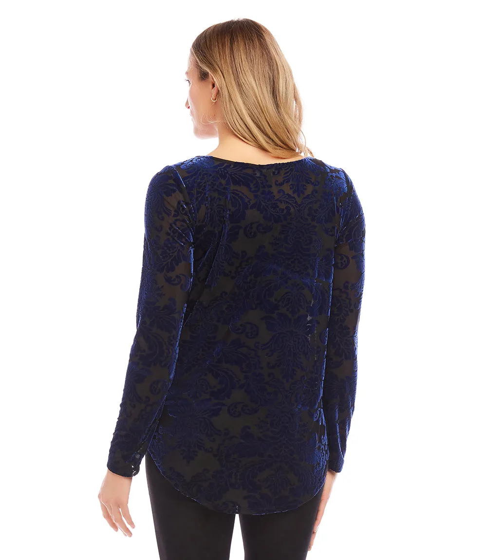 Velvet Burnout Shirttail Top sold by Karen Kane product image thumbnail 3