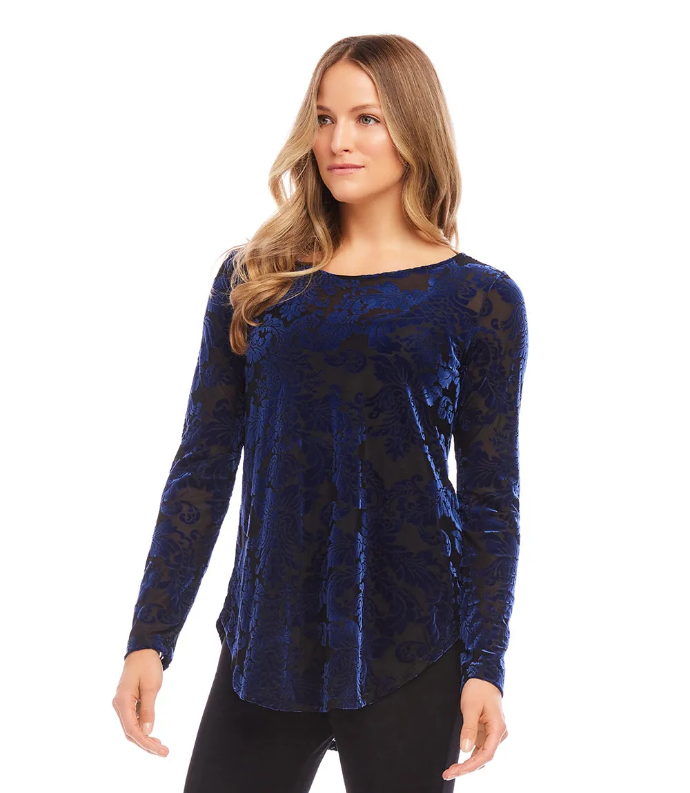 Velvet Burnout Shirttail Top sold by Karen Kane product image thumbnail 4