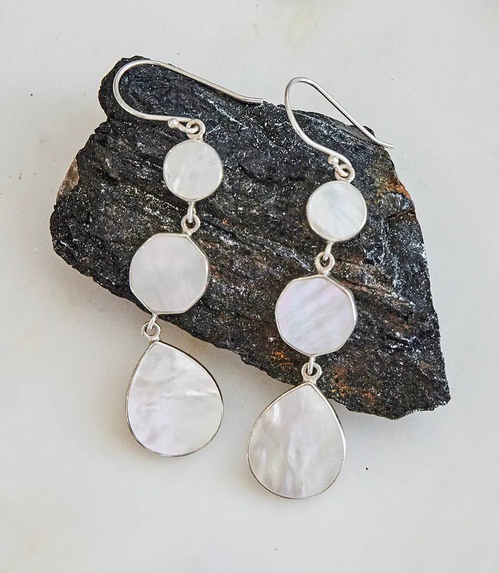 Triple Drop Mother of Pearl Earrings sold by Karen Kane product image thumbnail 3