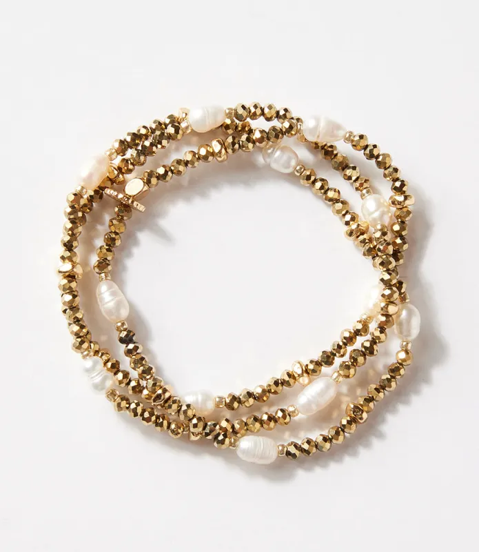 Beaded Gemstone And Pearl Stretch Bracelet made by Karen Kane