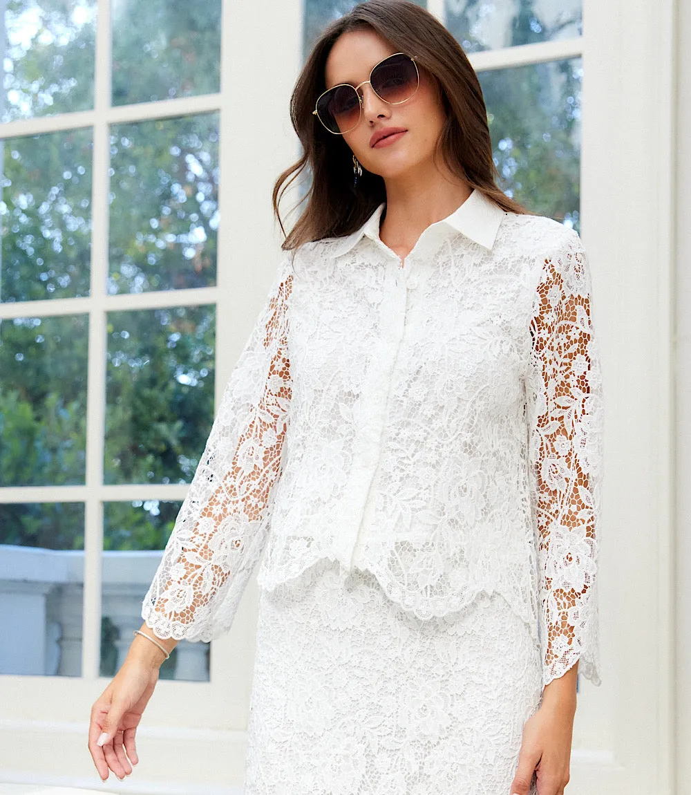 Lace Button Down Soft Jacket sold by Karen Kane