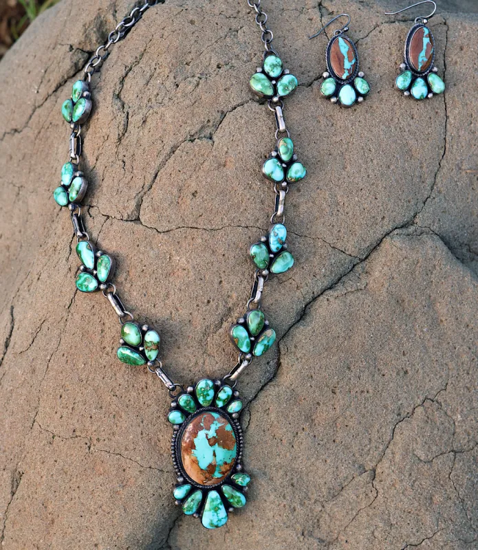 Sonoran Gold Boulder Turquoise Necklace & Earring Set made by Karen Kane