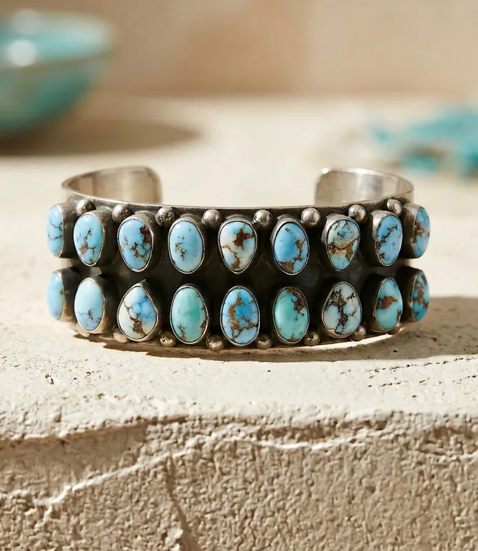 Sterling Silver Golden Hill Turquoise Bracelet made by Karen Kane