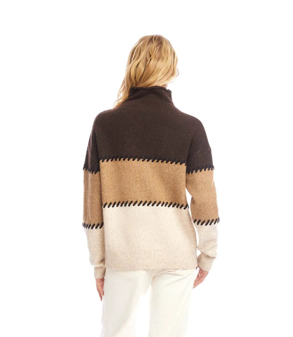 Contrast Stitch Mock Neck Colorblock Sweater sold by Karen Kane product image thumbnail 5