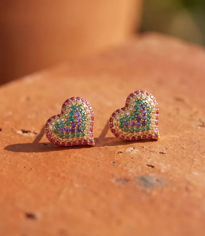 Crystal Heart Earrings made by Native Gem