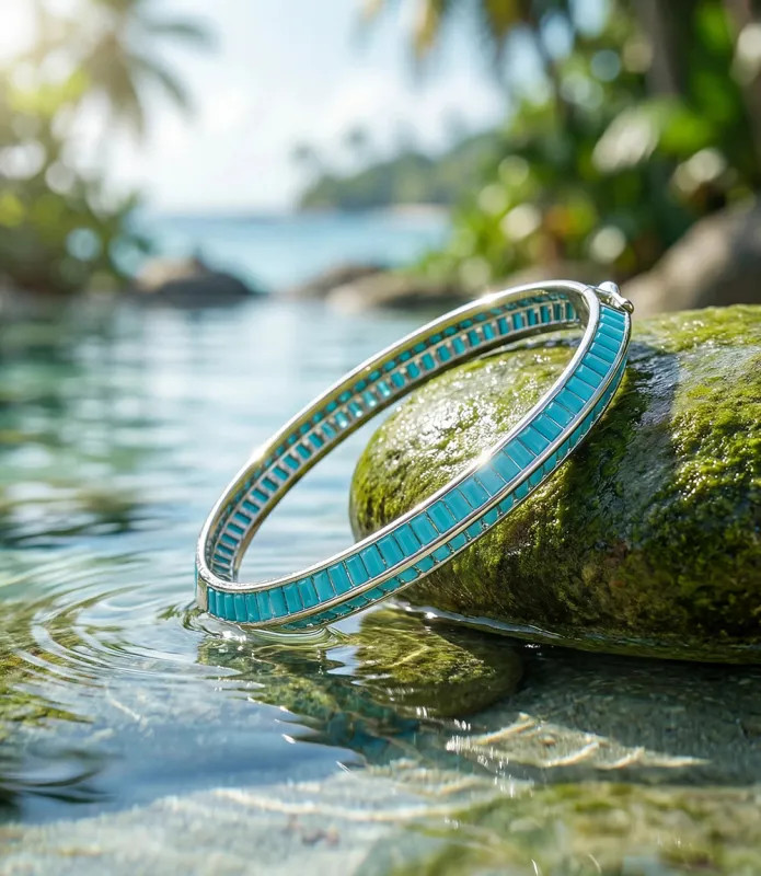 Turquoise Beaded Bangle made by Native Gem