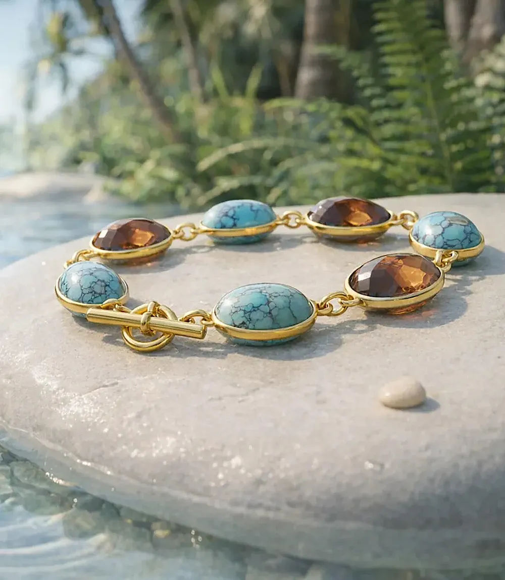 Mixed Turquoise And Gemstone Station Bracelet sold by Karen Kane product image thumbnail 4