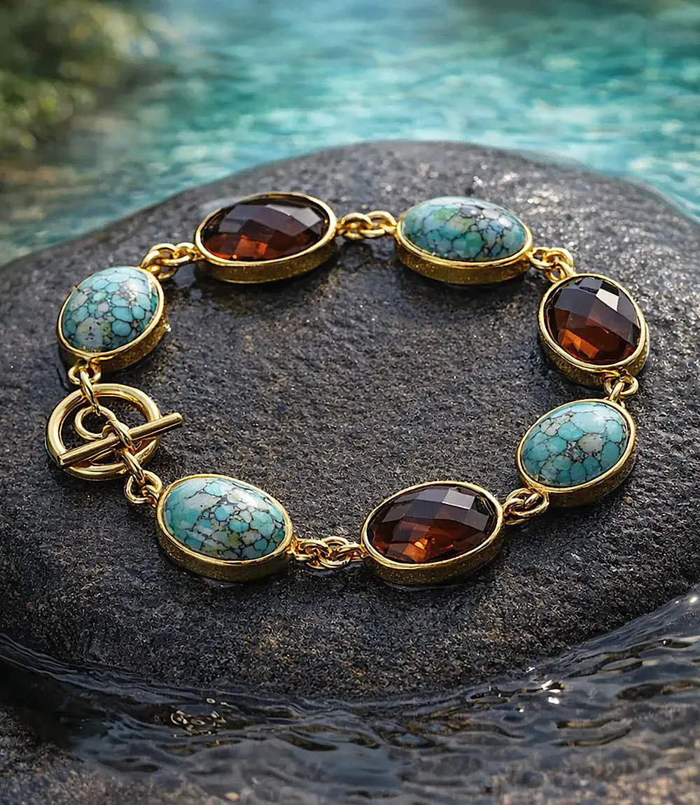 Mixed Turquoise And Gemstone Station Bracelet sold by Karen Kane