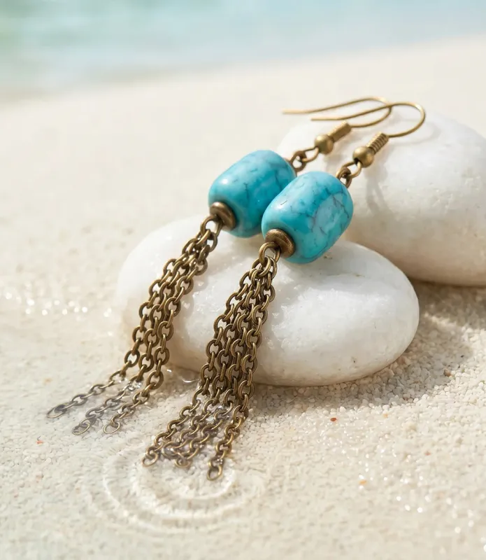 Turquoise Dangling Earrings made by Karen Kane