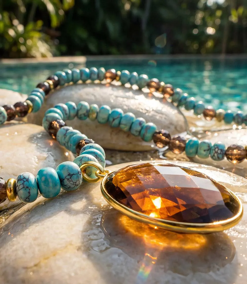 Gemstone Pendant Beaded Turquoise Necklace sold by Karen Kane product image thumbnail 3