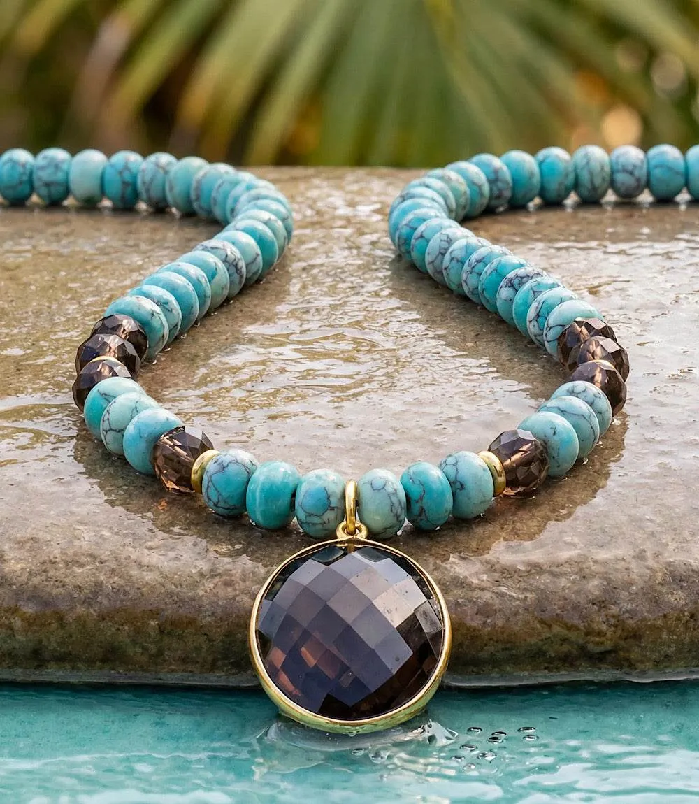 Gemstone Pendant Beaded Turquoise Necklace sold by Karen Kane product image thumbnail 5