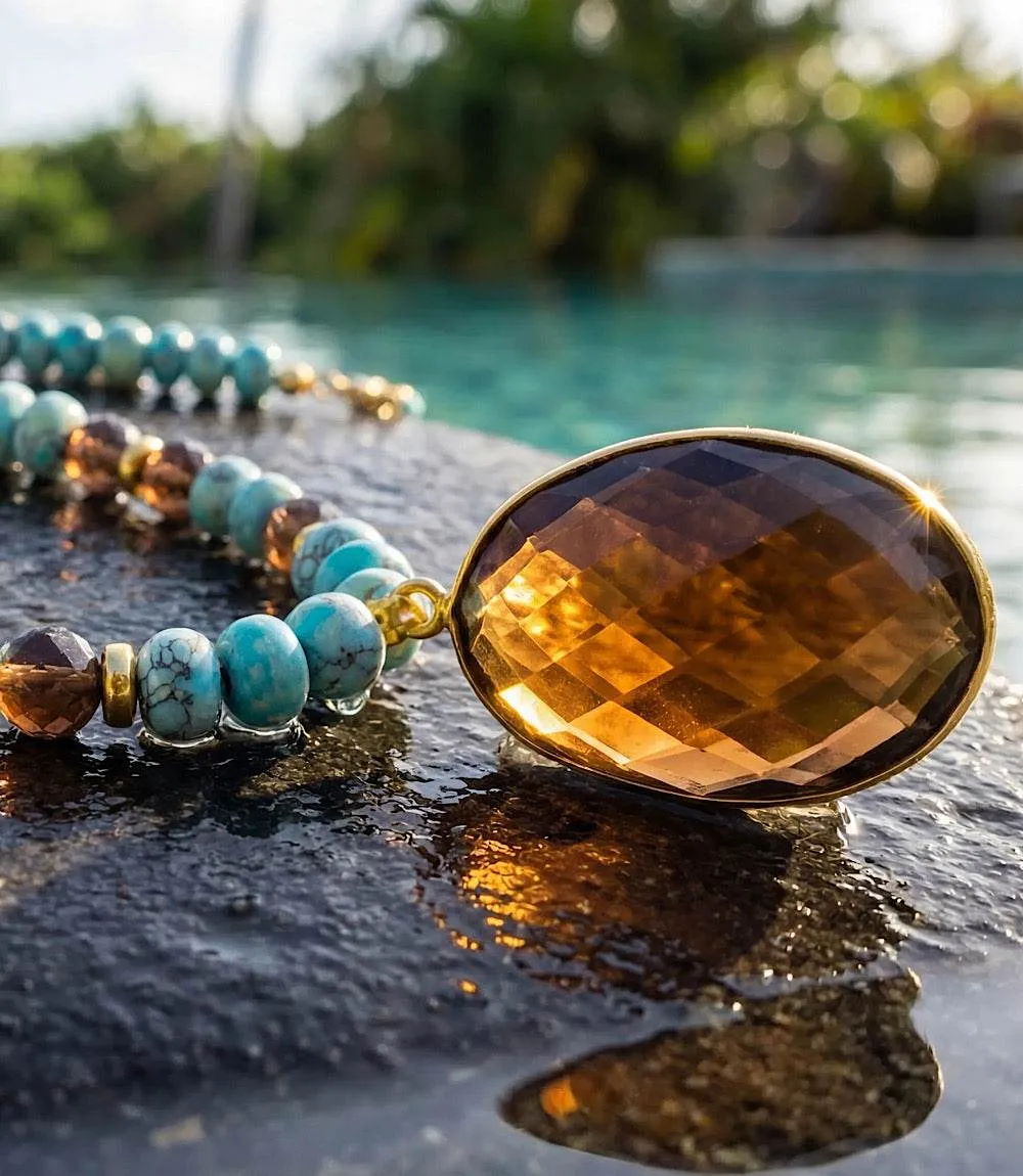 Gemstone Pendant Beaded Turquoise Necklace sold by Karen Kane product image thumbnail 4