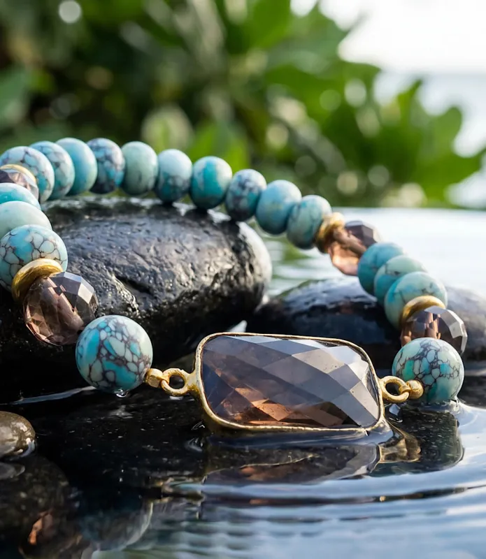 Beaded Turquoise And Gemstone Bracelet made by Karen Kane