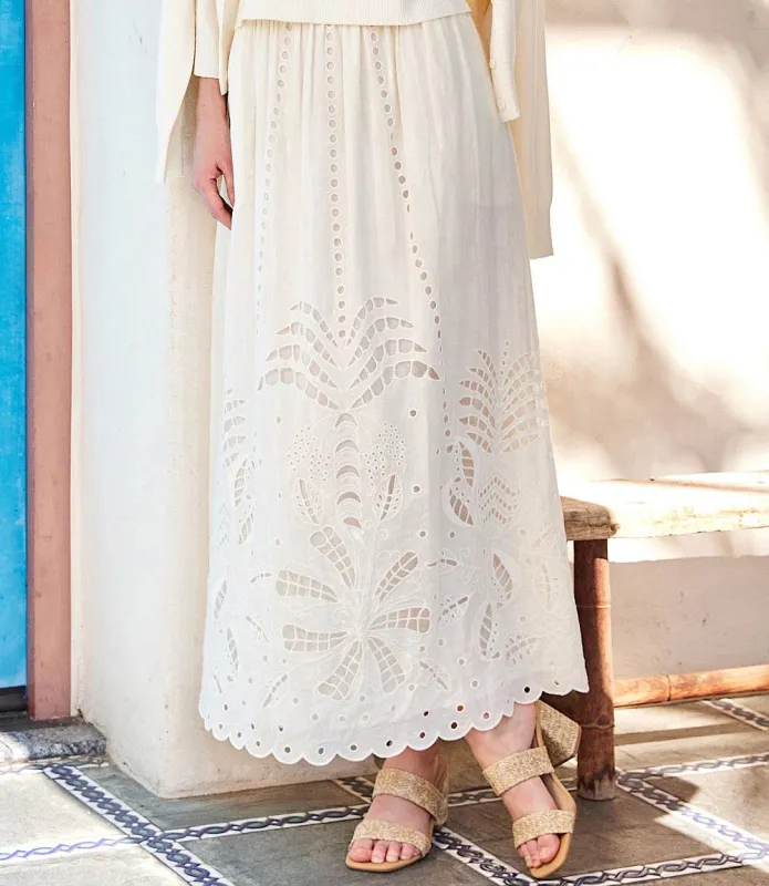 Cutout Embroidery Midi Skirt made by Karen Kane