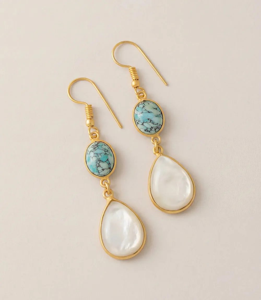 Turquoise And Pearl Teardrop Earrings sold by Karen Kane product image thumbnail 3