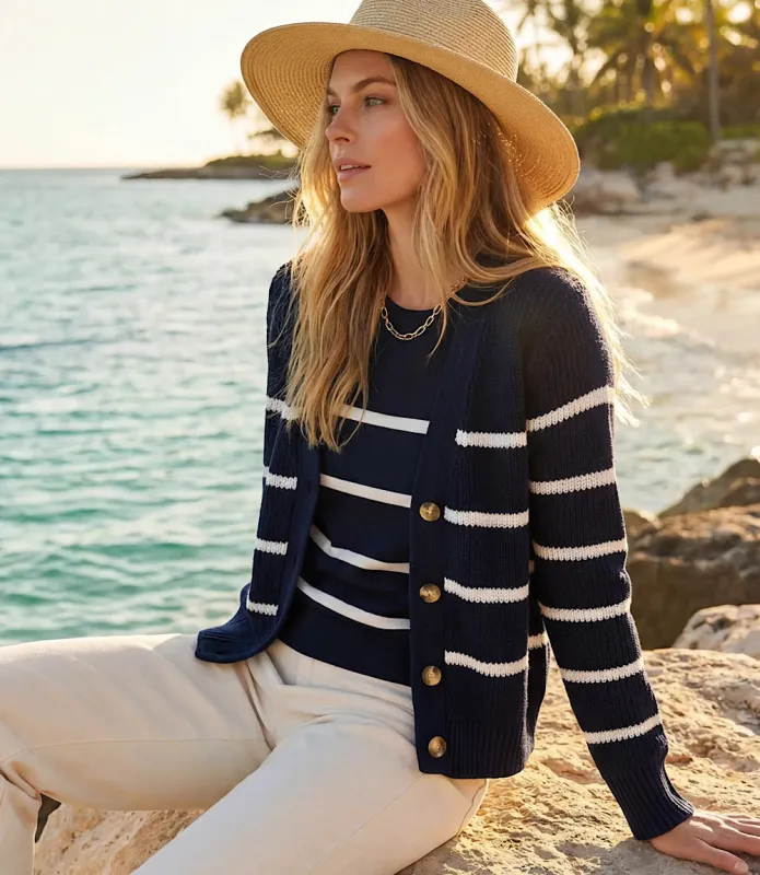 Stripe Cardigan Sweater made by Karen Kane