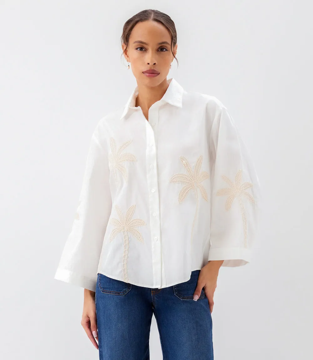 Bell Sleeve Embroidered Palm Tree Shirt sold by Karen Kane product image thumbnail 2
