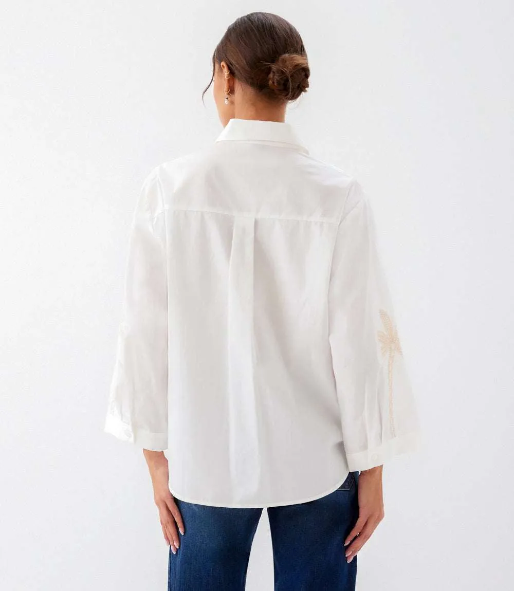 Bell Sleeve Embroidered Palm Tree Shirt sold by Karen Kane product image thumbnail 5