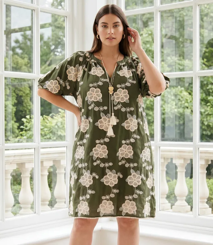 Plus Size Puff Sleeve Tassel Dress made by Karen Kane