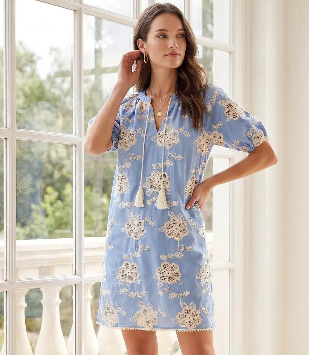 Puff Sleeve Tassel Dress sold by Karen Kane