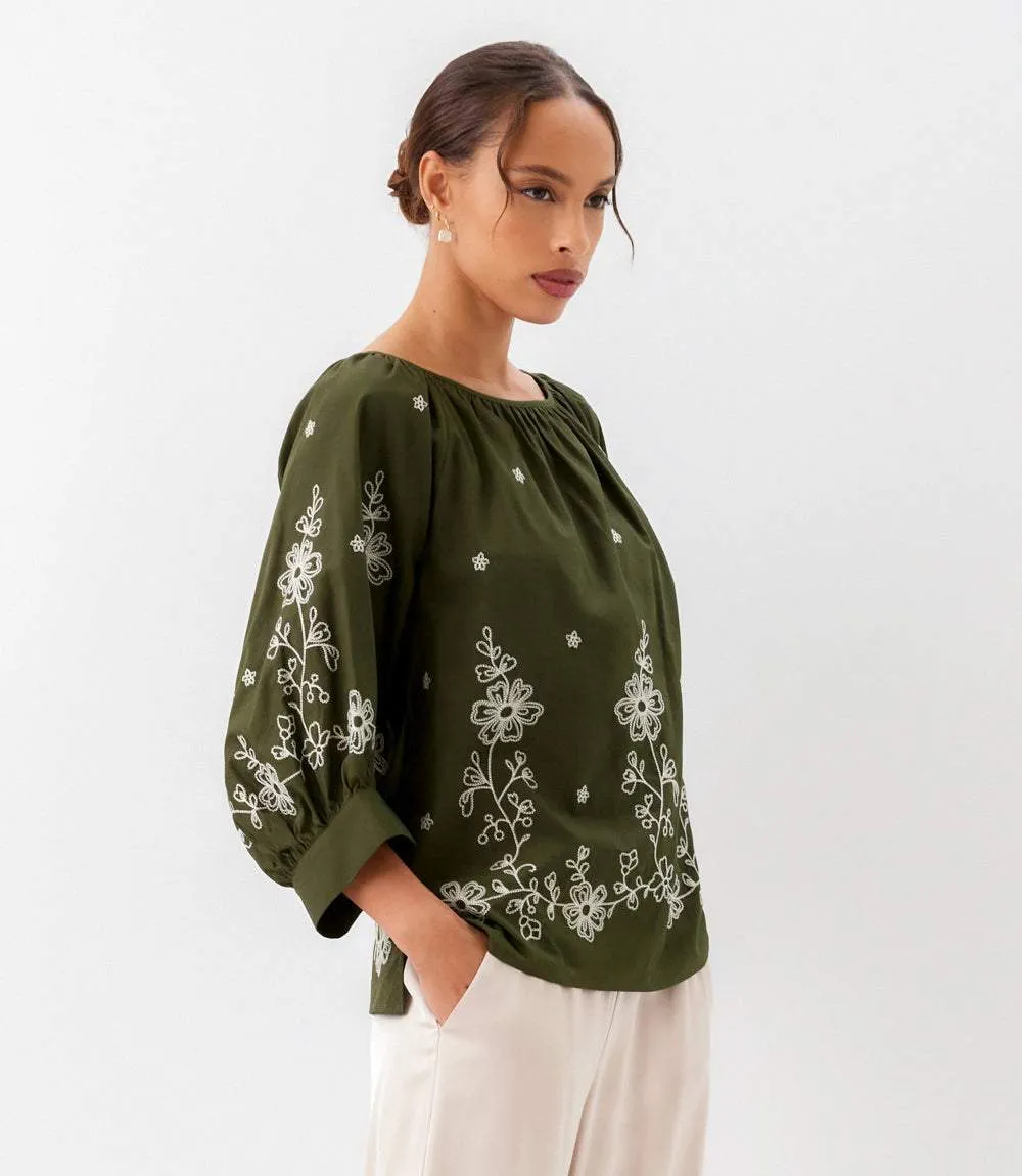 Embroidered Blouson Sleeve Top sold by Karen Kane product image thumbnail 2