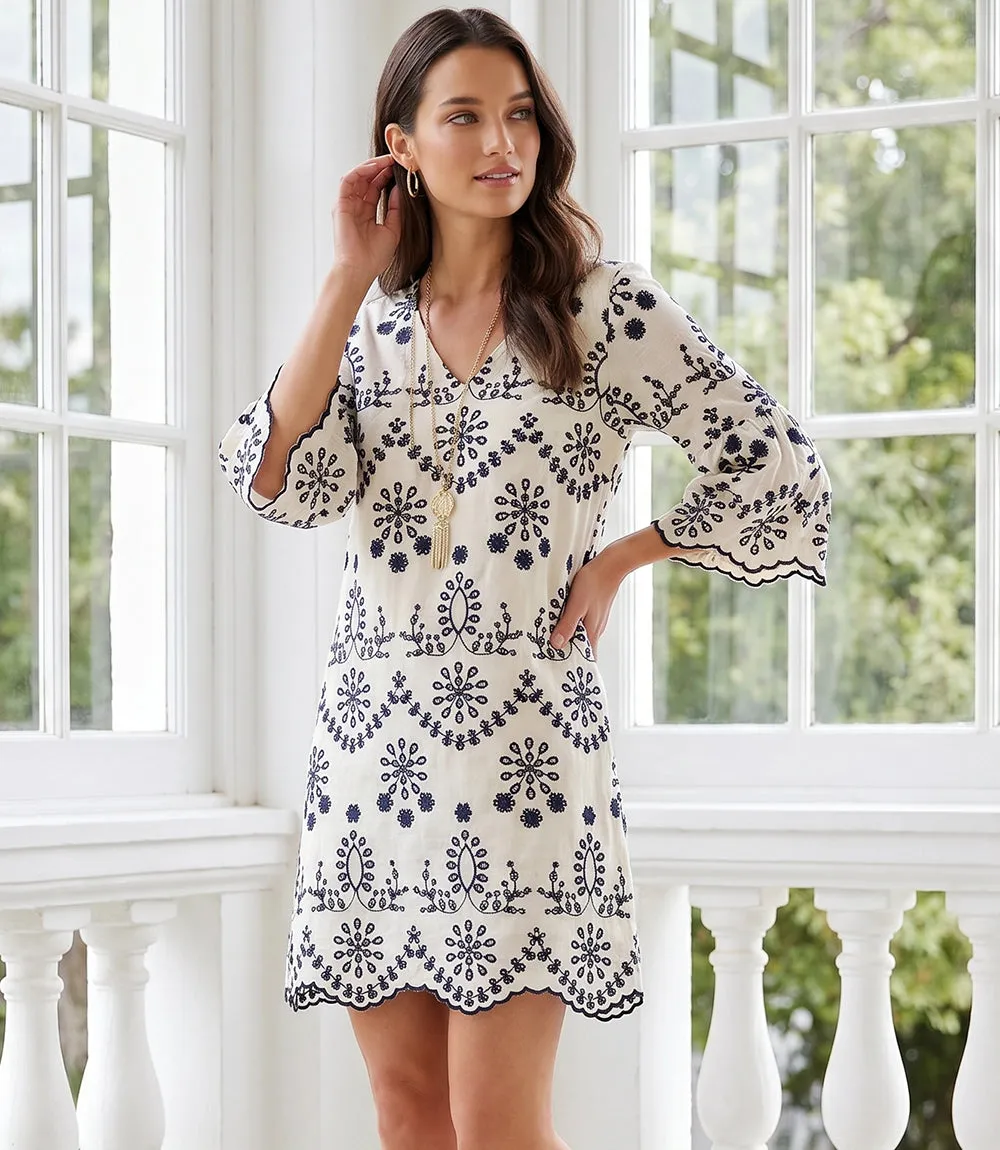 Flare Sleeve Embroidered Dress sold by Karen Kane