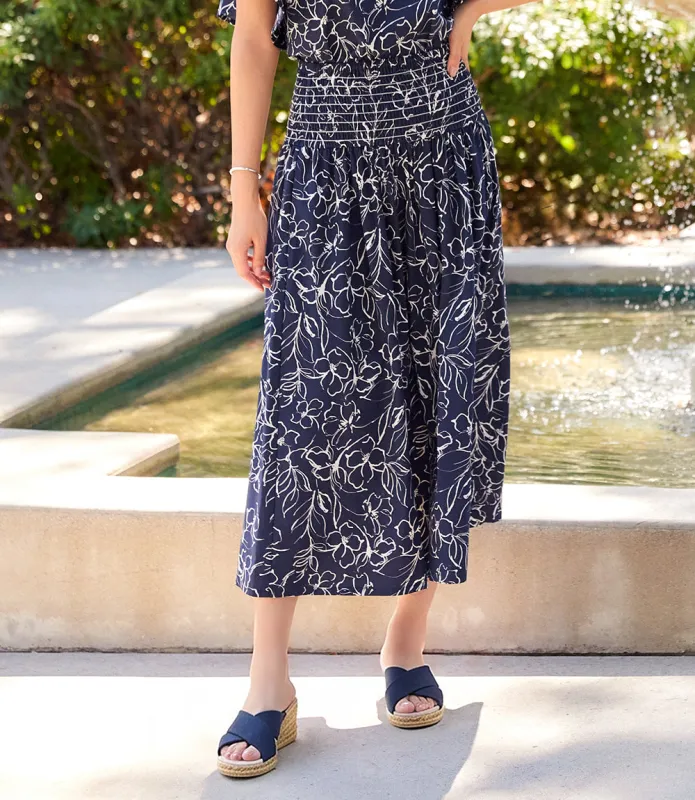 Smocked Waist Midi Skirt made by Karen Kane
