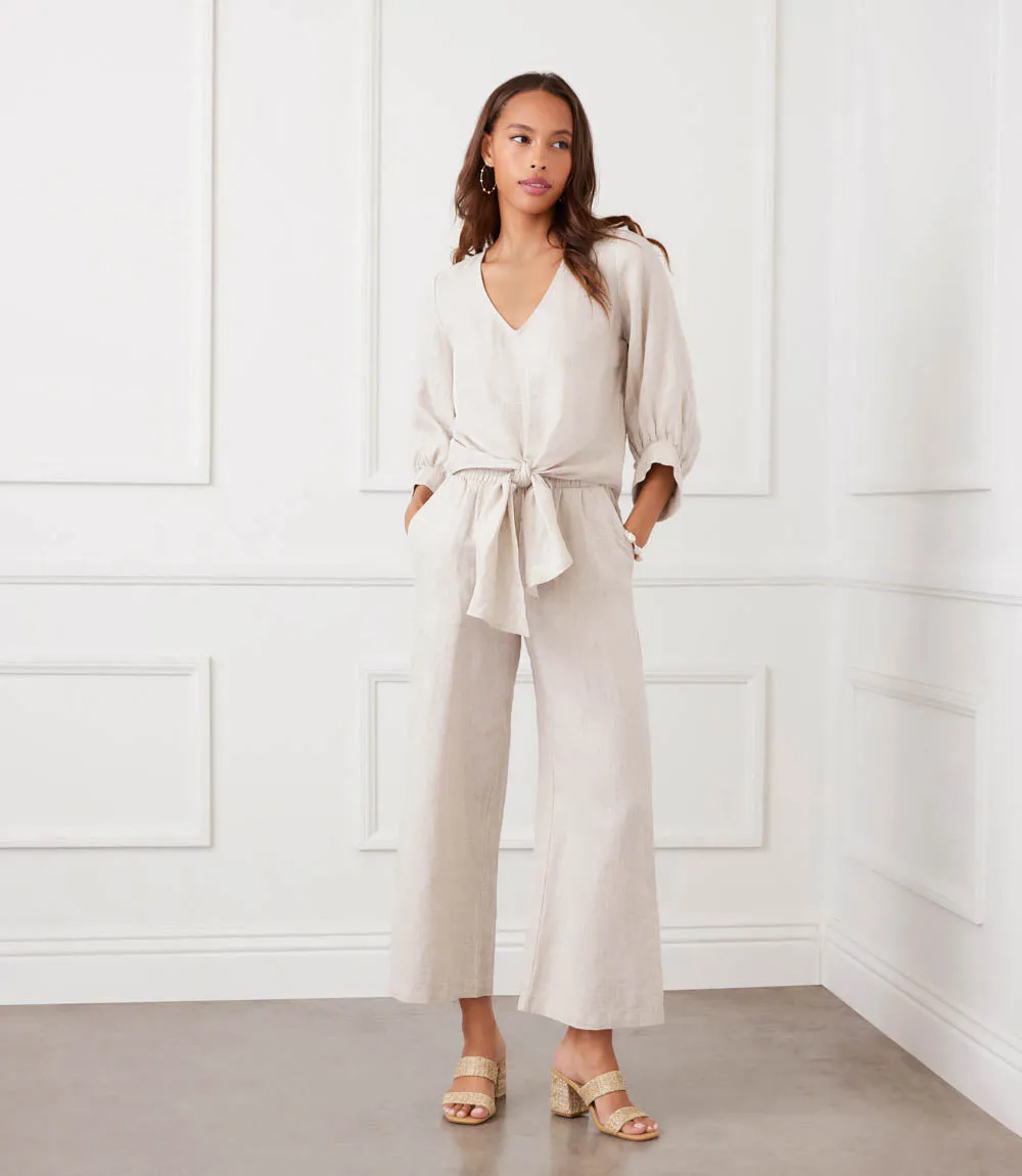Blouson Sleeve Linen Tie-Front Top sold by Karen Kane product image thumbnail 2