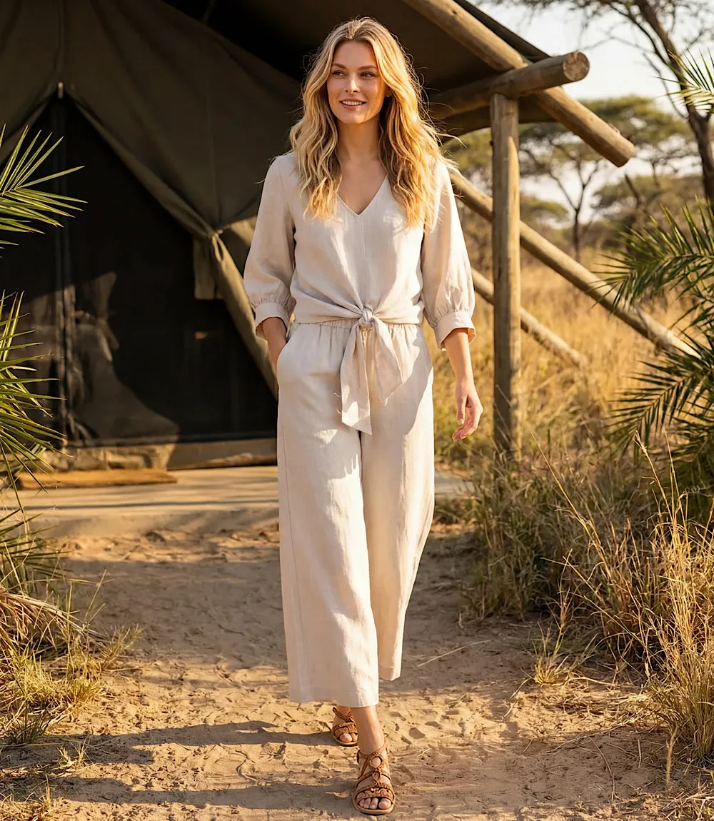 Blouson Sleeve Linen Tie-Front Top sold by Karen Kane product image thumbnail 5