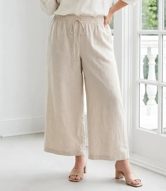 Plus Size Drawstring Linen Pants made by Karen Kane
