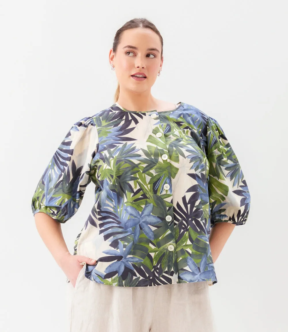 Plus Size Puff Sleeve Button Front Shirt sold by Karen Kane product image thumbnail 3