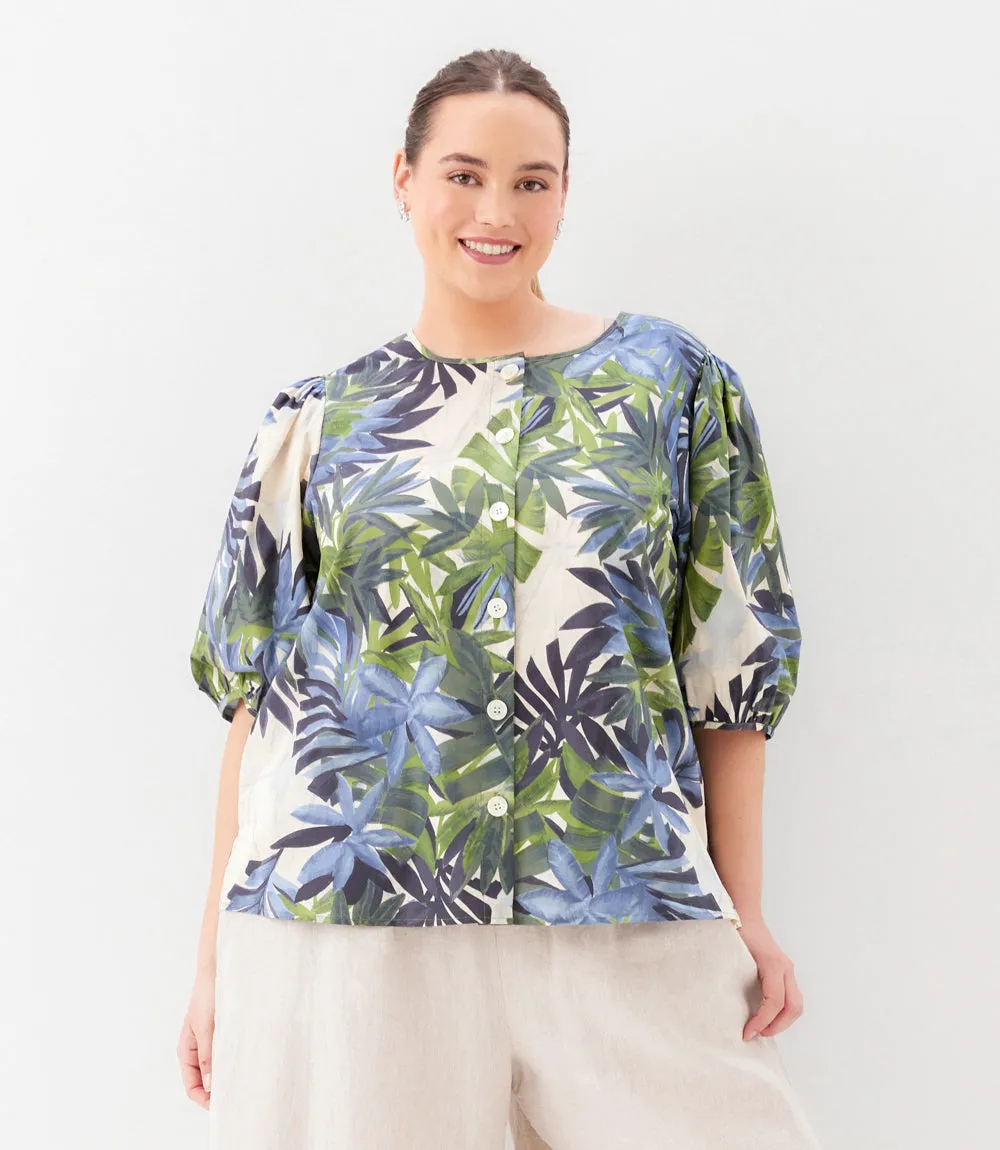 Plus Size Puff Sleeve Button Front Shirt sold by Karen Kane product image thumbnail 2