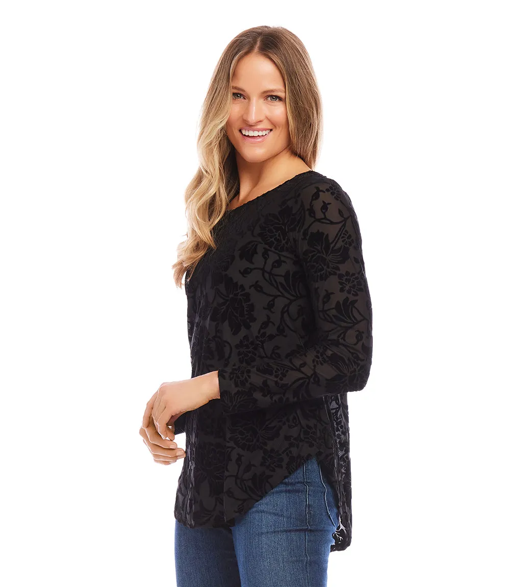 Velvet Burnout Shirttail Top sold by Karen Kane product image thumbnail 3