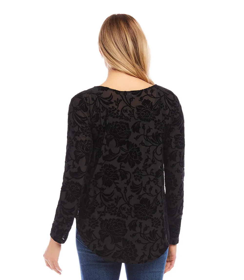 Velvet Burnout Shirttail Top sold by Karen Kane product image thumbnail 4