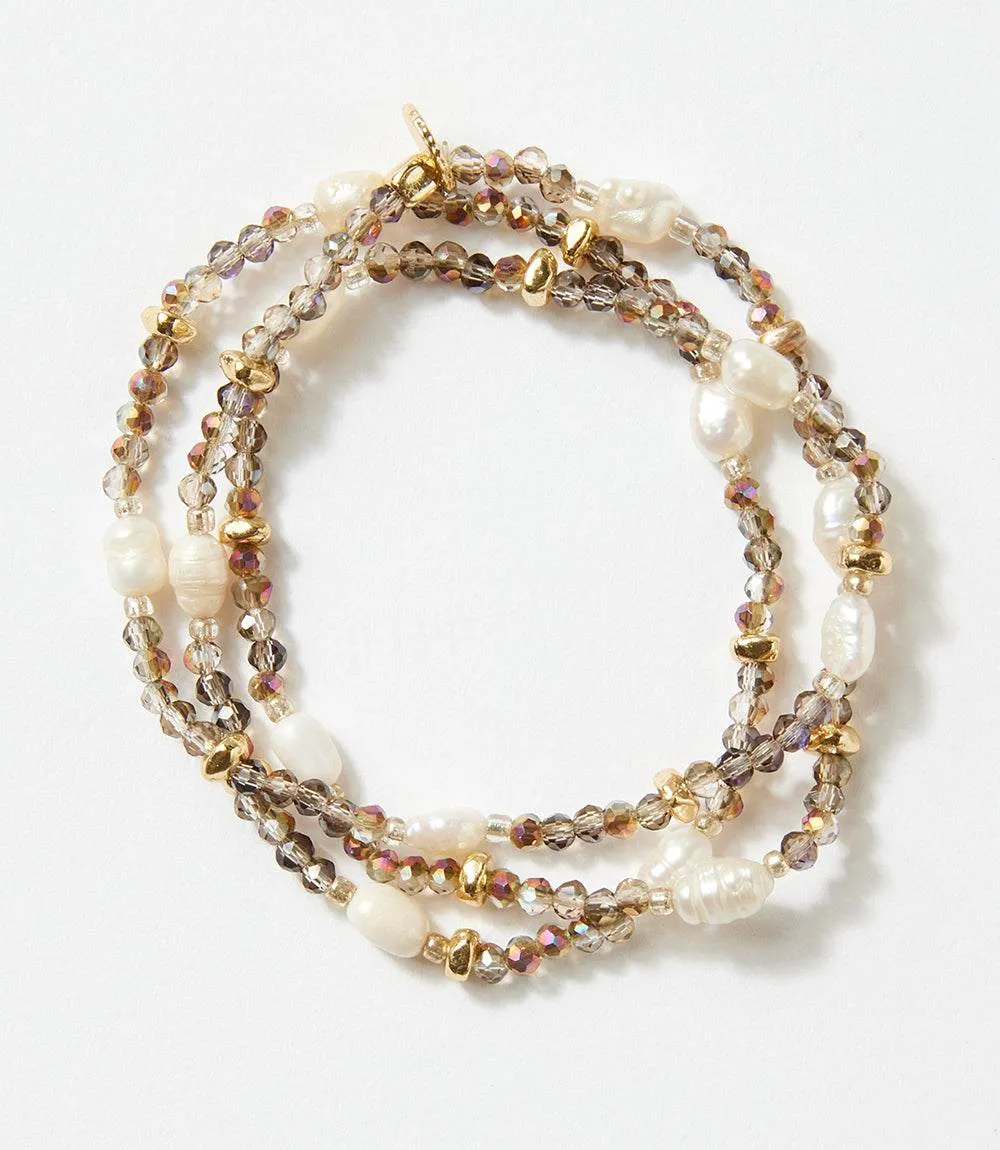Beaded Gemstone And Pearl Stretch Bracelet sold by Karen Kane