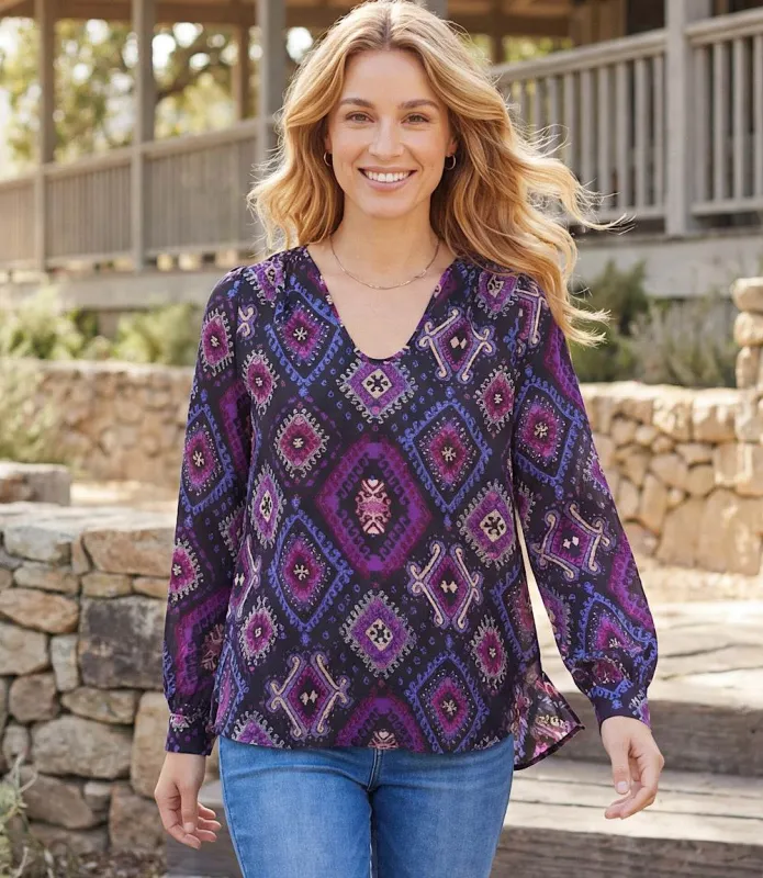 Long Sleeve Shirred Blouse made by Karen Kane