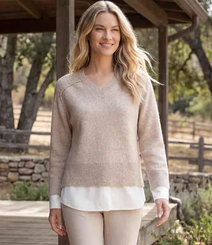Layered V-Neck Sweater made by Karen Kane