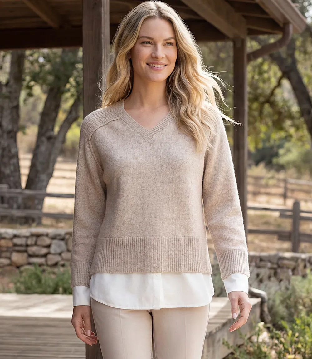 Layered V-Neck Sweater sold by Karen Kane