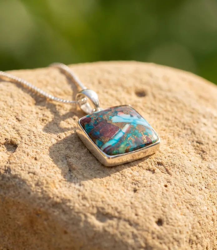 Bronze Turquoise Pendant Necklace made by Karen Kane