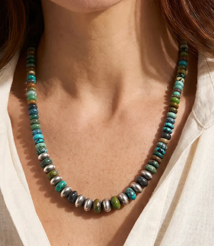 Sterling Silver Turquoise Beaded Necklace made by Karen Kane