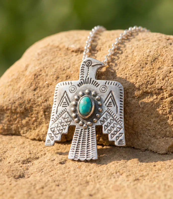 Turquoise Eagle Pendant Necklace made by Karen Kane