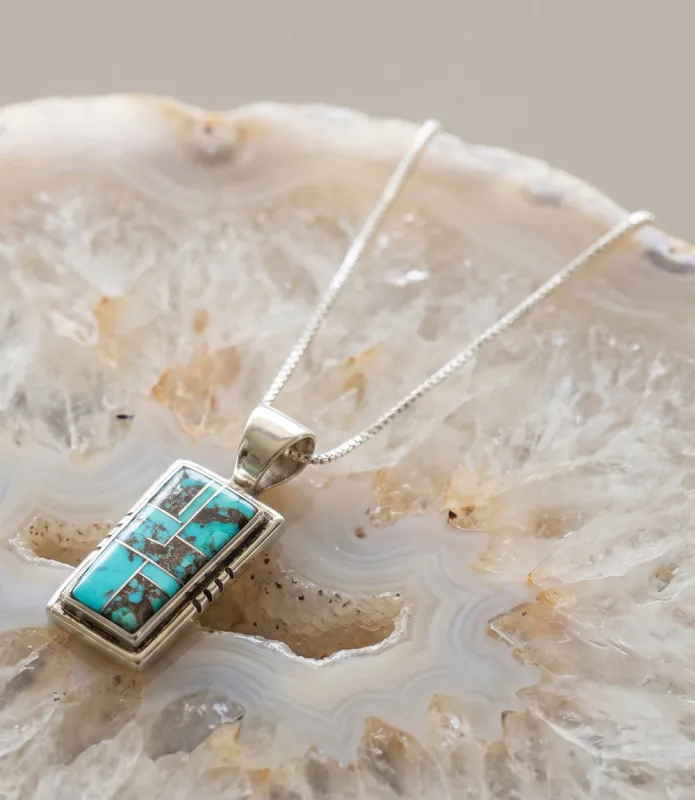 Golden Hill Turquoise Inlay Pendant Necklace made by Karen Kane
