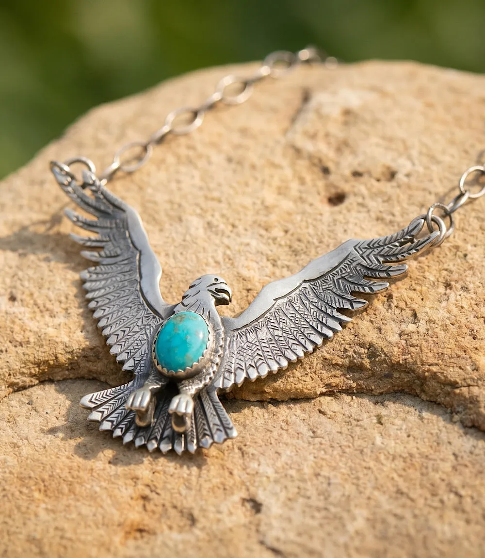 Kingman Turquoise Sterling Silver Eagle Necklace sold by Karen Kane product image thumbnail 3