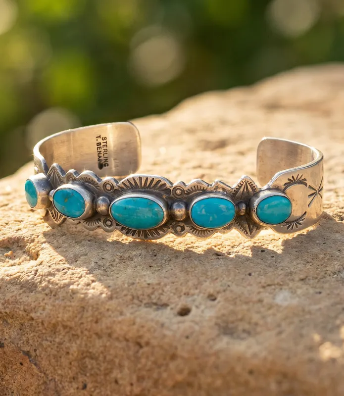 Sterling Silver Turquoise Cuff Bracelet made by Karen Kane